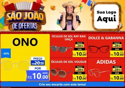 Modelo de Encarte para Encarte A4 Horizontal com o tema São João de Ofertas para Óticas