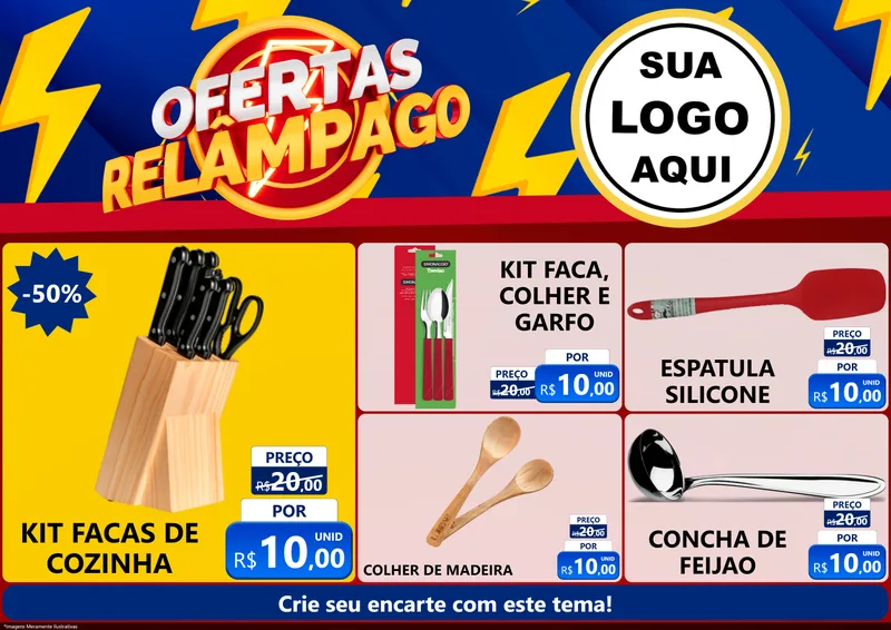 Modelo de Encarte para Encarte A4 Horizontal com o tema Ofertas Relâmpago para Utilidades Domésticas