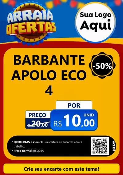 Modelo de Cartaz para Cartaz A4 Vertical com o tema Arraiá de Ofertas - Junina para Armarinho e Aviamentos