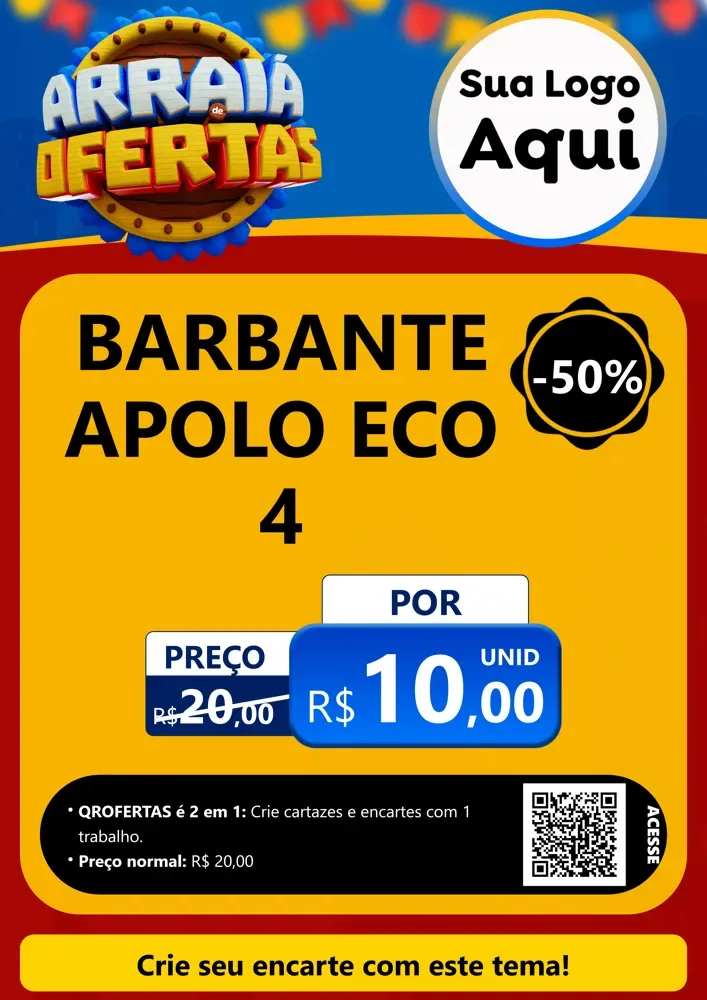 Modelo de Cartaz para Cartaz A4 Vertical com o tema Arraiá de Ofertas - Junina para Armarinho e Aviamentos