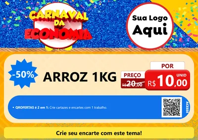 Modelo de Cartaz para Cartaz A4 Horizontal com o tema Carnaval da Economia para Supermercado