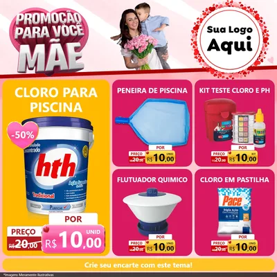 Modelo de Rede Social para Feed Facebook com o tema Promoção Para Você Mãe para Produtos para Piscina
