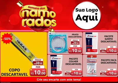 Modelo de Encarte para Encarte A4 Horizontal com o tema Semana dos namorados para Embalagens