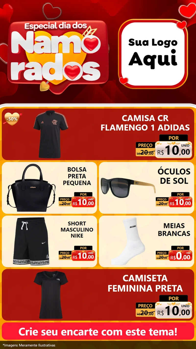 Modelo de TV para TV Vertical com o tema Especial Dia dos Namorados para Roupas e acessórios