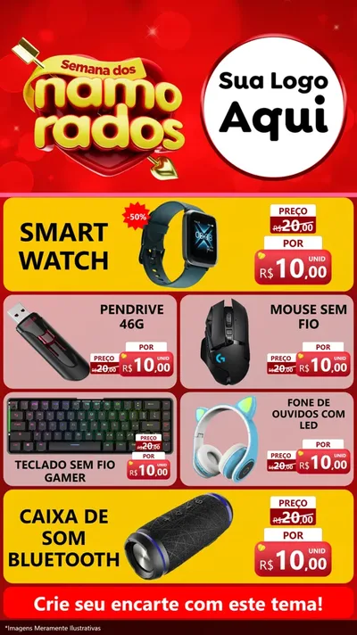 Modelo de TV para TV Vertical com o tema Semana dos namorados para Informática