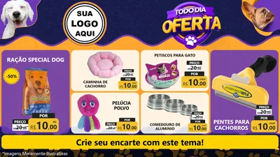 Modelo de TV para TV Horizontal com o tema Todo Dia Oferta - Pet Shop para Pet Shop