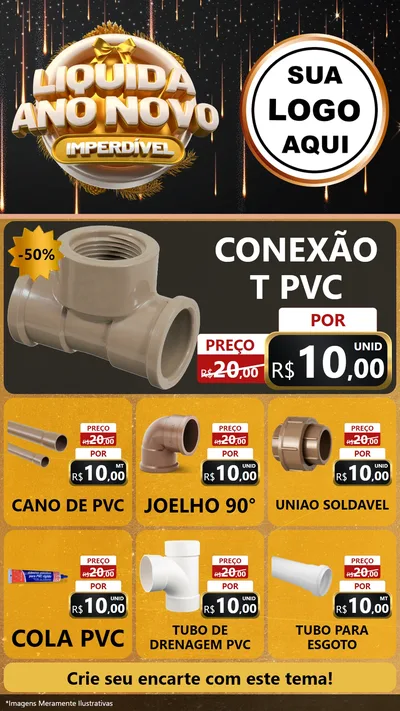 Modelo de Rede Social para Stories com o tema Liquida Ano Novo Imperdível para Tubos e conexões