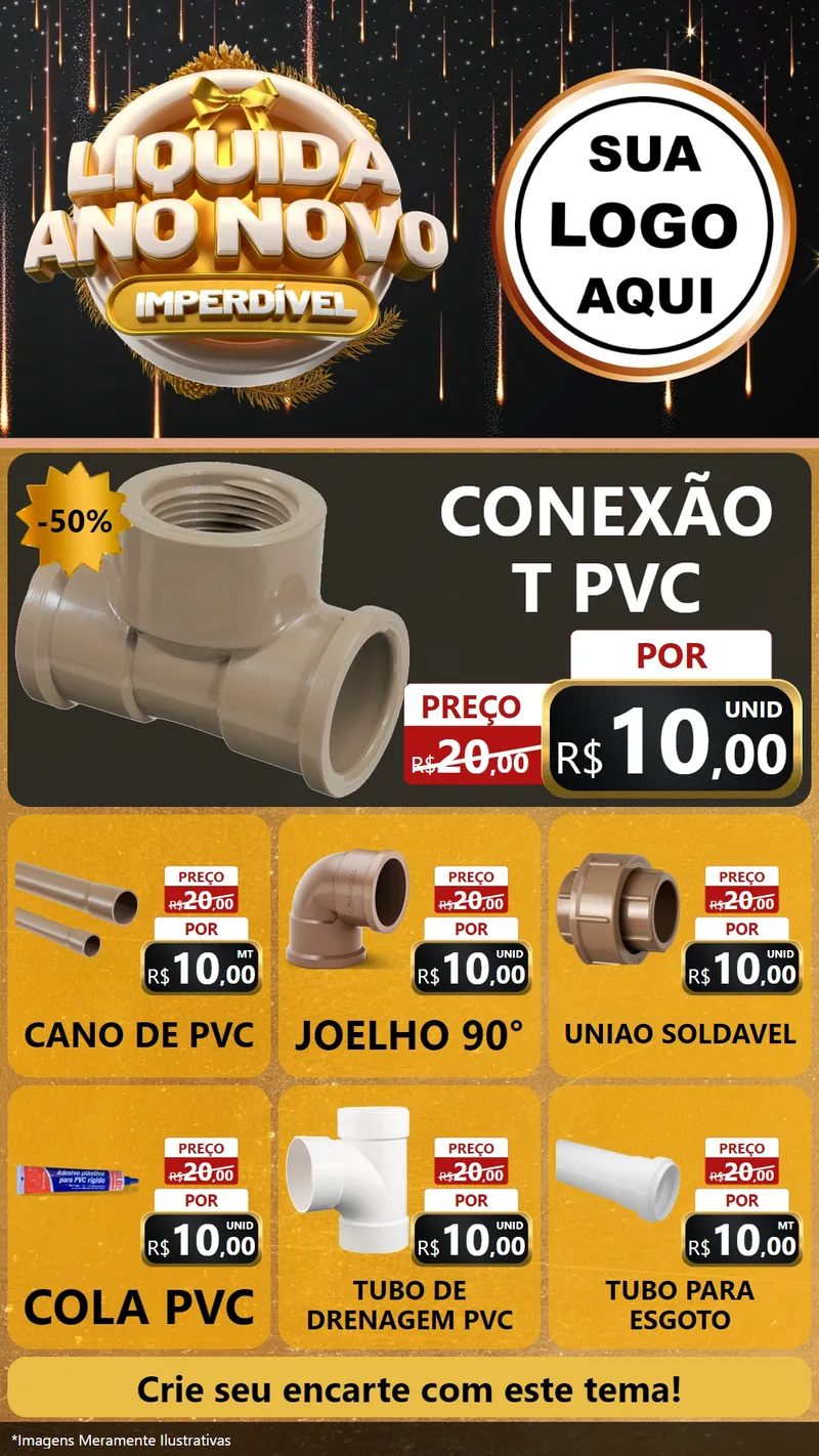 Modelo de Rede Social para Stories com o tema Liquida Ano Novo Imperdível para Tubos e conexões