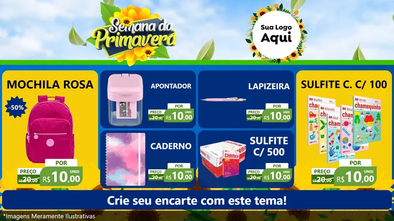Modelo de TV para TV Horizontal com o tema Semana da Primavera para Papelaria