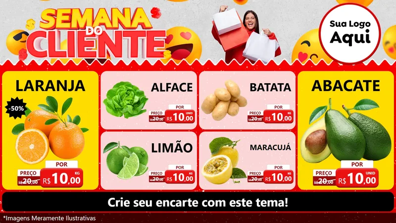 Modelo de TV para TV Horizontal com o tema Semana do Cliente para Hortifrúti