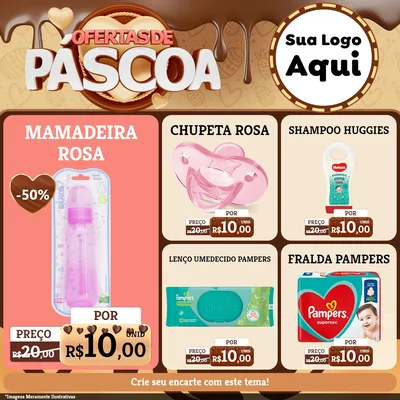 Modelo de Rede Social para Feed Facebook com o tema Ofertas de Páscoa para Bebês