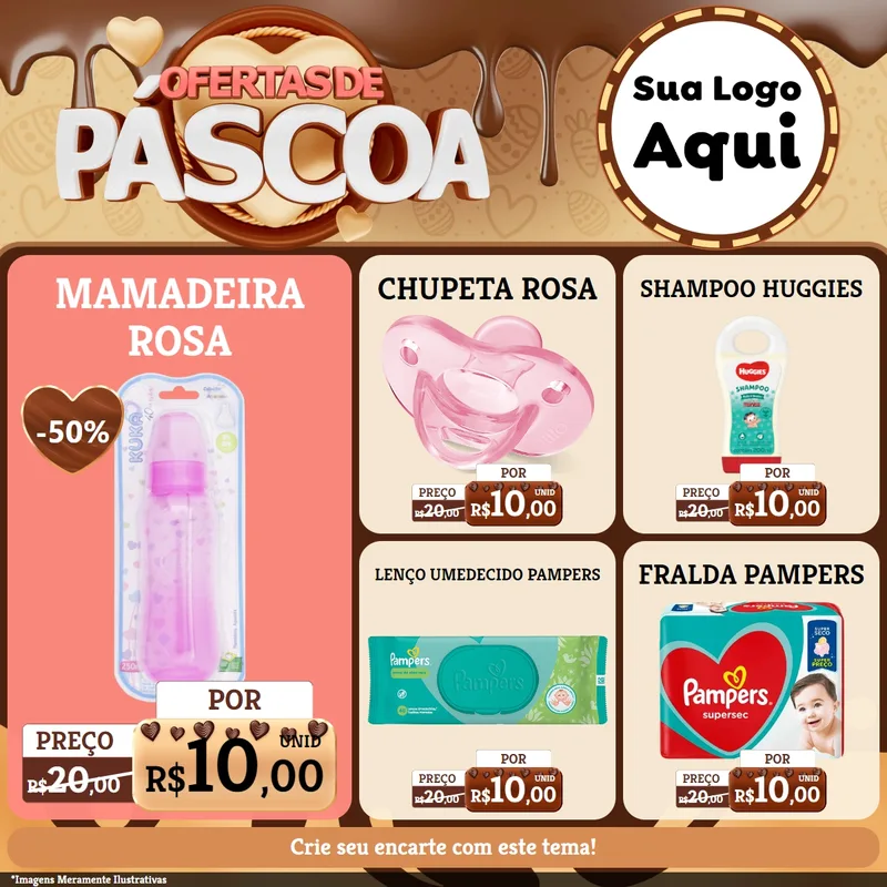 Modelo de Rede Social para Feed Facebook com o tema Ofertas de Páscoa para Bebês