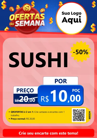 Modelo de Cartaz para Cartaz A4 Vertical com o tema Ofertas Da Semana para Comida japonesa
