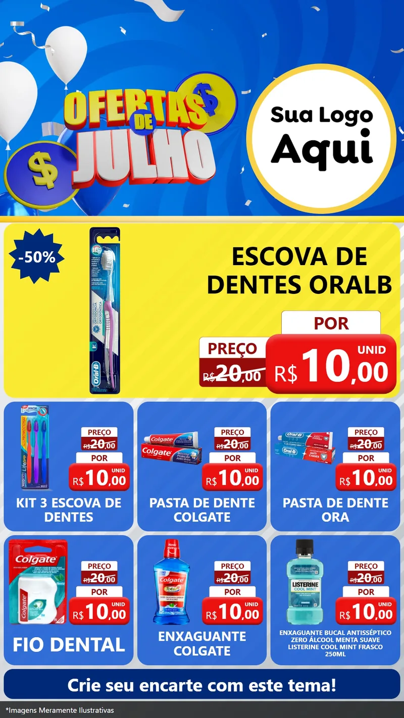 Modelo de Rede Social para Stories com o tema Ofertas de Julho para Higiene Pessoal