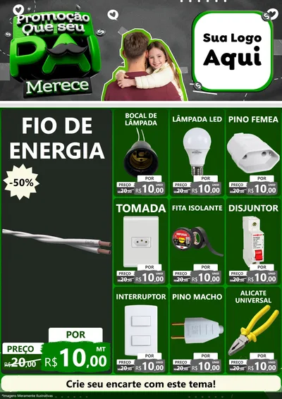 Modelo de Encarte para Encarte A4 Vertical com o tema Promoção Que seu Pai Merece para Materiais Elétricos