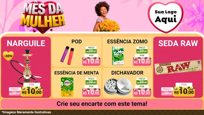 Modelo de TV para TV Horizontal com o tema Mês da Mulher para Tabacaria