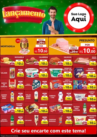 Modelo de Encarte para Encarte A4 Vertical com o tema Lançamento para Frios e Laticínios