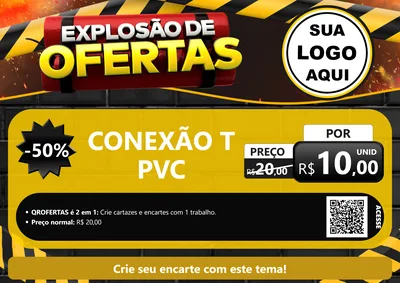 Modelo de Cartaz para Cartaz A4 Horizontal com o tema Explosão de Ofertas para Tubos e conexões