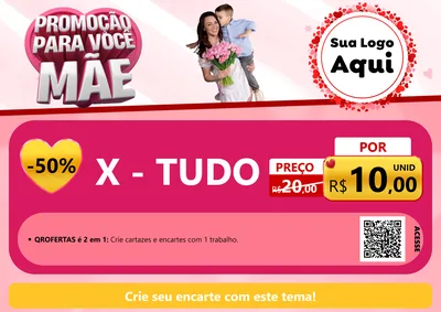 Modelo de Cartaz para Cartaz A4 Horizontal com o tema Promoção Para Você Mãe para Hamburgueria