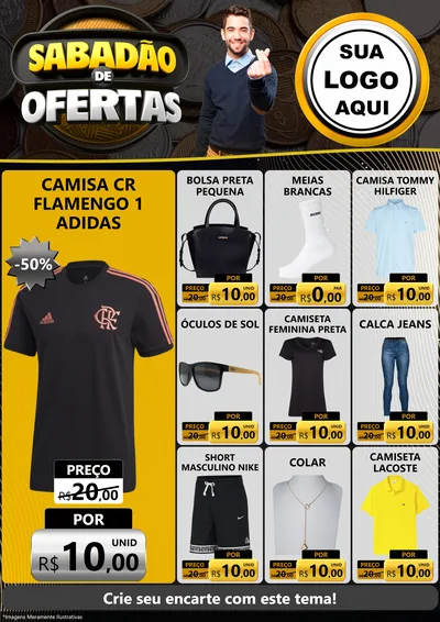 Modelo de Encarte para Encarte A4 Vertical com o tema Sabadão de Ofertas para Roupas e acessórios
