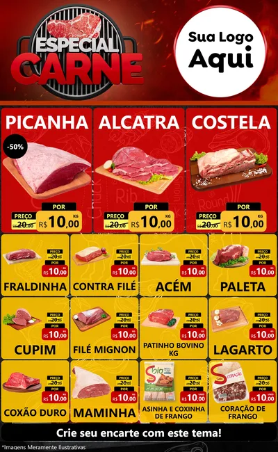 Modelo de Encarte para Encarte Grande com o tema Especial da Carne para Açougue