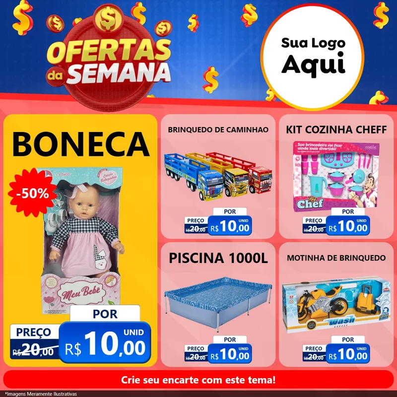 Modelo de Rede Social para Feed Facebook com o tema Ofertas Da Semana para Brinquedos