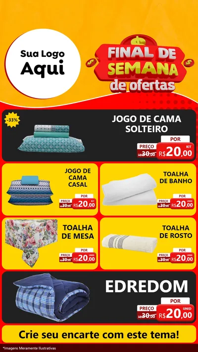 Modelo de TV para TV Vertical com o tema Final de Semana de Ofertas para Cama, Mesa e Banho