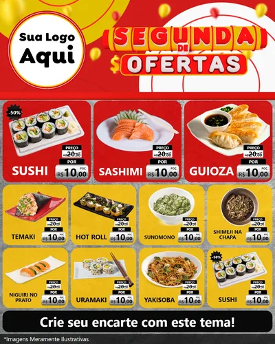 Modelo de Rede Social para Feed Instagram com o tema Segunda de Ofertas para Comida japonesa