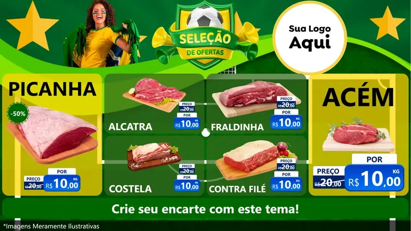 Modelo de TV para TV Horizontal com o tema Seleção de Ofertas - Copa para Açougue