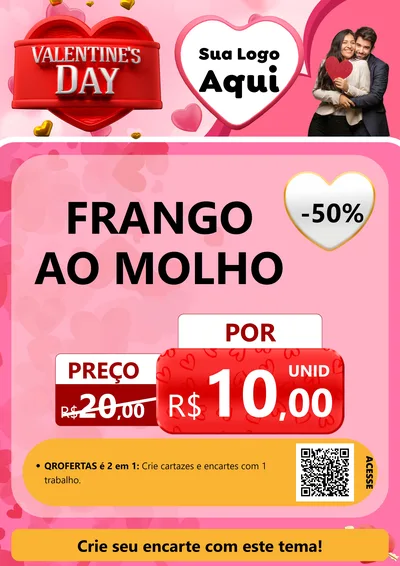 Modelo de Cartaz para Cartaz A4 Vertical com o tema Valentine's Day para Restaurante