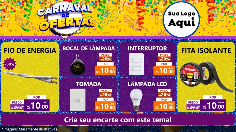 Modelo de TV para TV Horizontal com o tema Carnaval de Ofertas para Materiais Elétricos