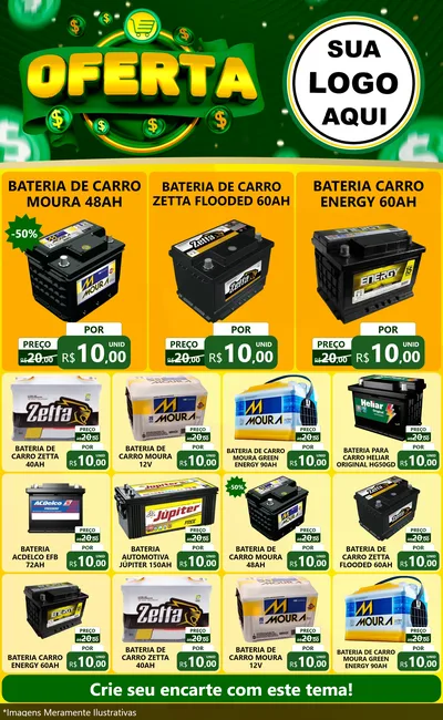 Modelo de Encarte para Encarte Grande com o tema Oferta para Baterias Elétricas