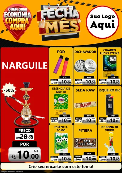 Modelo de Encarte para Encarte A4 Vertical com o tema Fecha Mês para Tabacaria