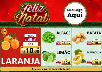Modelo de Encarte para Encarte A4 Horizontal com o tema Feliz Natal para Hortifrúti