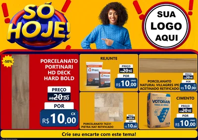 Modelo de Encarte para Encarte A4 Horizontal com o tema Só Hoje! para Pisos e revestimentos