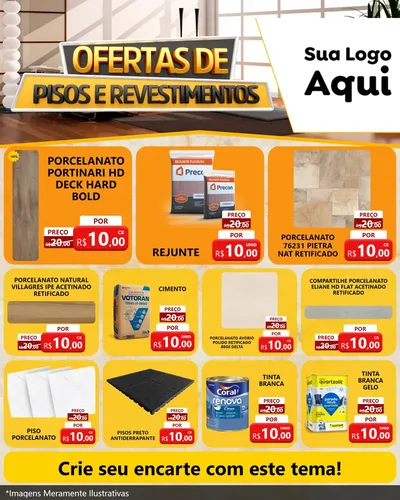 Modelo de Rede Social para Feed Instagram com o tema Ofertas Pisos e Revestimentos para Pisos e revestimentos