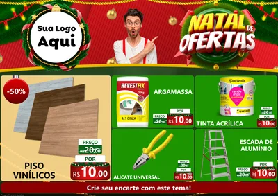 Modelo de Encarte para Encarte A4 Horizontal com o tema Natal de Ofertas para Material para Construção
