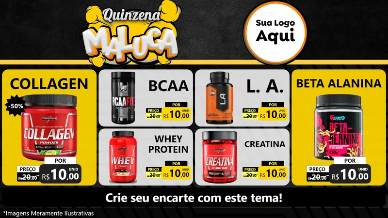 Modelo de TV para TV Horizontal com o tema Quinzena Maluca para Suplementos alimentares