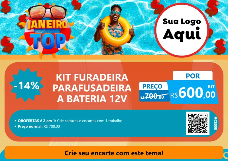Modelo de Cartaz para Cartaz A4 Horizontal com o tema Janeiro Top para Maquinas e Ferramentas