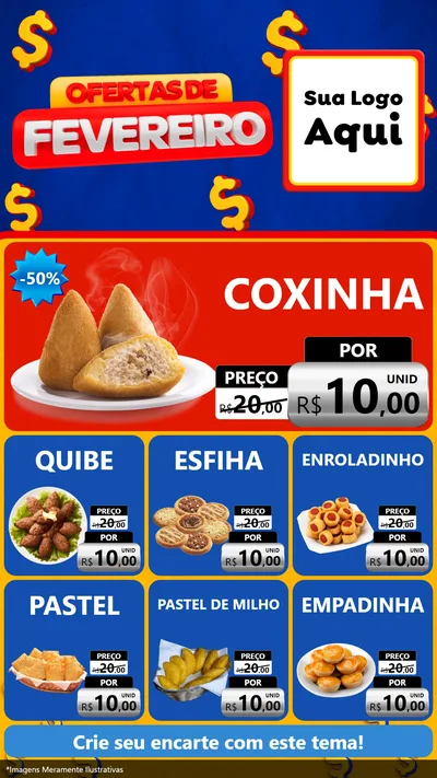 Modelo de Rede Social para Stories com o tema Ofertas de Fevereiro para Salgadaria