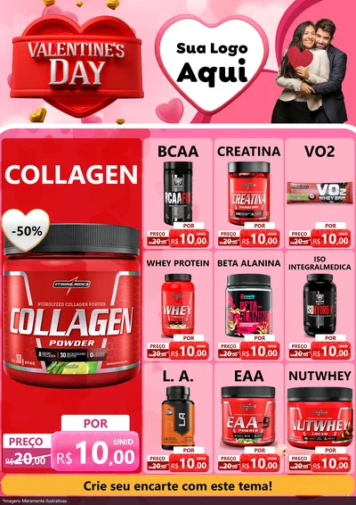 Modelo de Encarte para Encarte A4 Vertical com o tema Valentine's Day para Suplementos alimentares