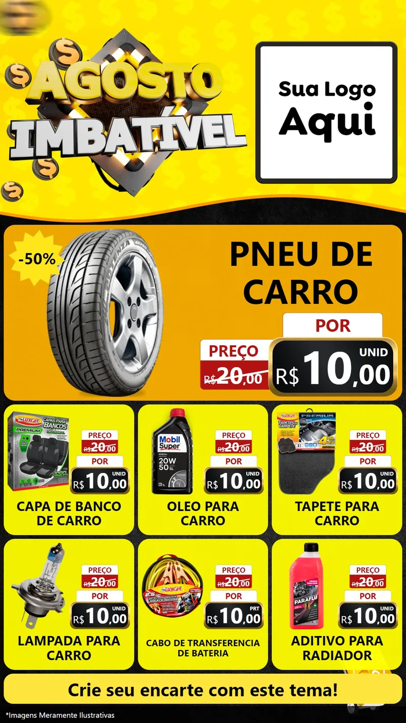 Modelo de Rede Social para Stories com o tema Agosto Imbatível para Auto peças