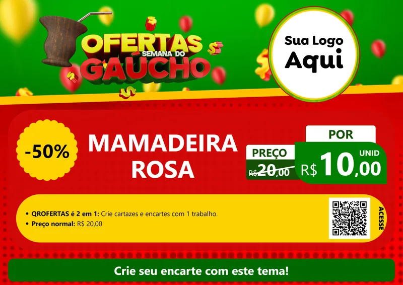 Modelo de Cartaz para Cartaz A4 Horizontal com o tema Ofertas Semana Do Gaúcho para Bebês