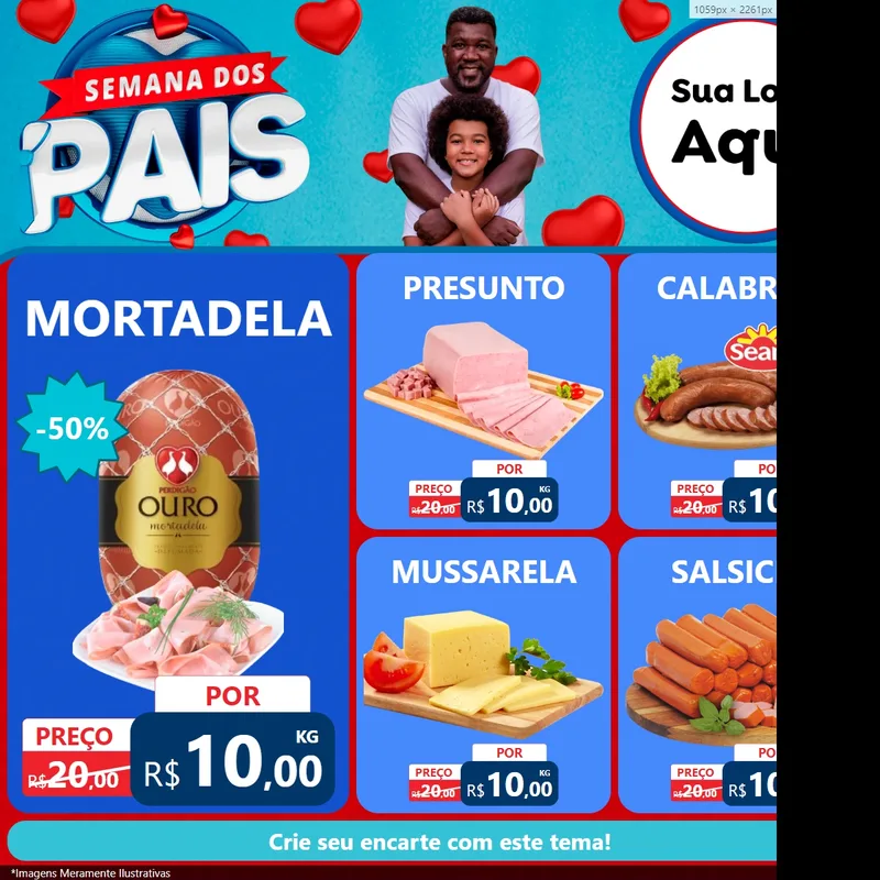 Modelo de Rede Social para Feed Facebook com o tema Semana Dos Pais para Frios e Laticínios