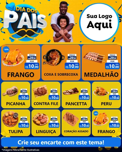 Modelo de Rede Social para Feed Instagram com o tema Dia dos Pais para Assados