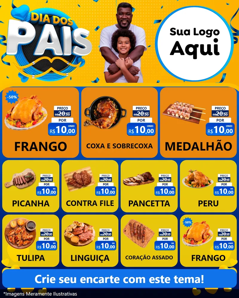 Modelo de Rede Social para Feed Instagram com o tema Dia dos Pais para Assados