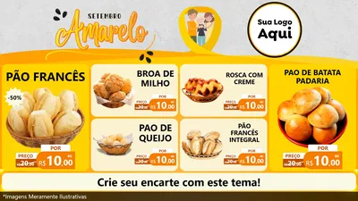 Modelo de TV para TV Horizontal com o tema Setembro Amarelo para Padaria