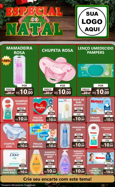 Modelo de Encarte para Encarte Grande com o tema Especial de Natal para Bebês