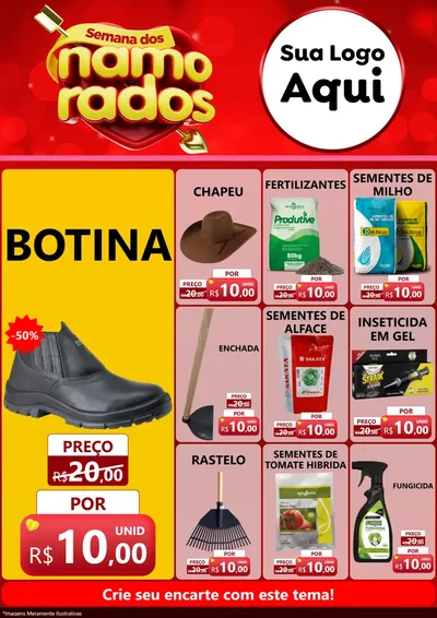 Modelo de Encarte para Encarte A4 Vertical com o tema Semana dos namorados para Agropecuária