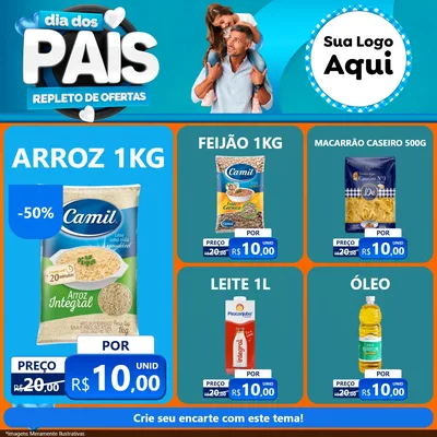 Modelo de Rede Social para Feed Facebook com o tema Dia Dos Pais Repleto de Ofertas para Supermercado